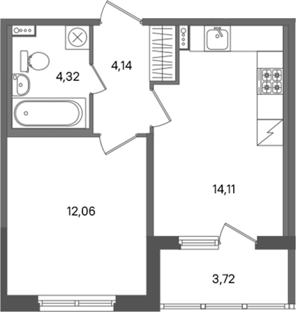 1-комнатная квартира 34.63 м², 1/5 эт., ЖК «ПАТИО. Уютный квартал»